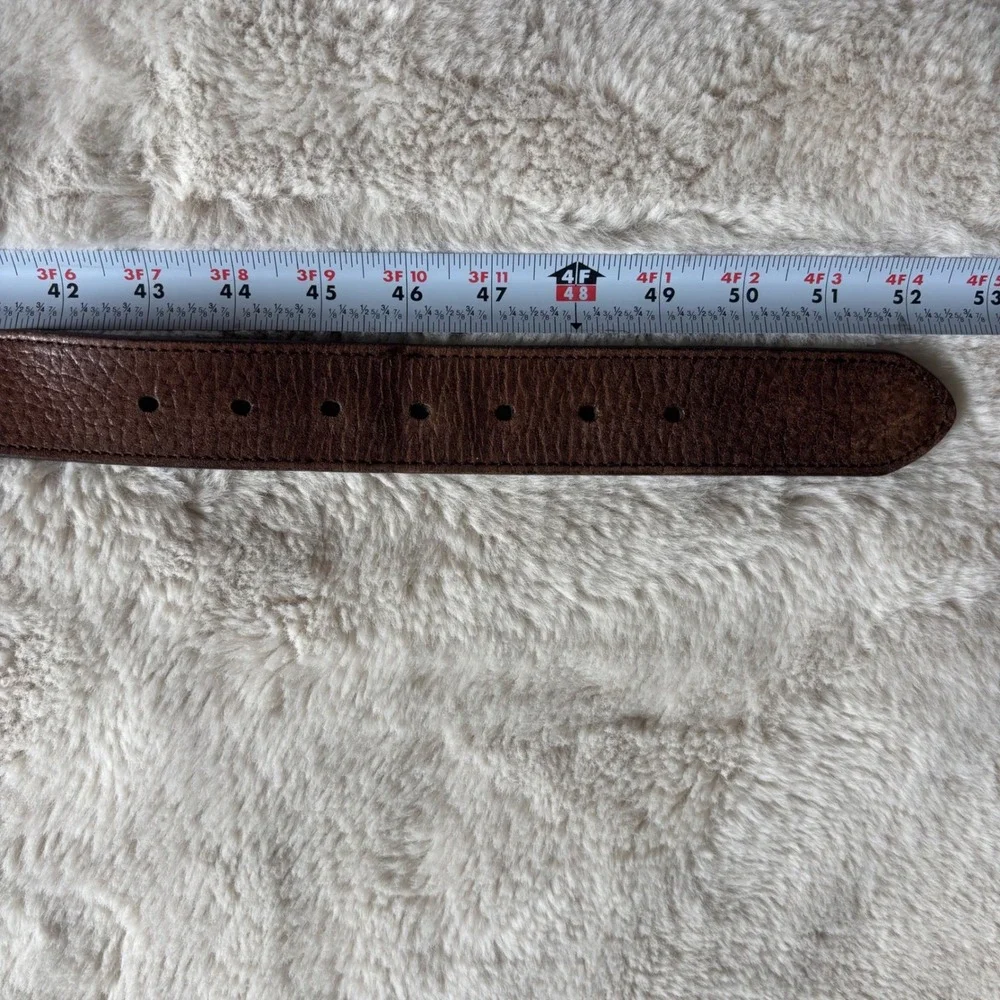 Leather Belt Mens 46 Brown Excellent Double Prong Textured 1403 Made‎ in India